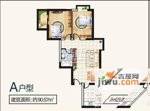 曲江澜山2室2厅1卫90.6㎡户型图