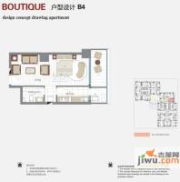 南门国际1室0厅1卫47.5㎡户型图