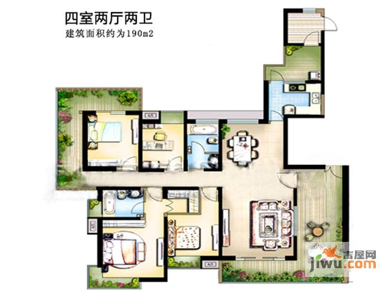 紫薇希望城4室2厅2卫140㎡户型图