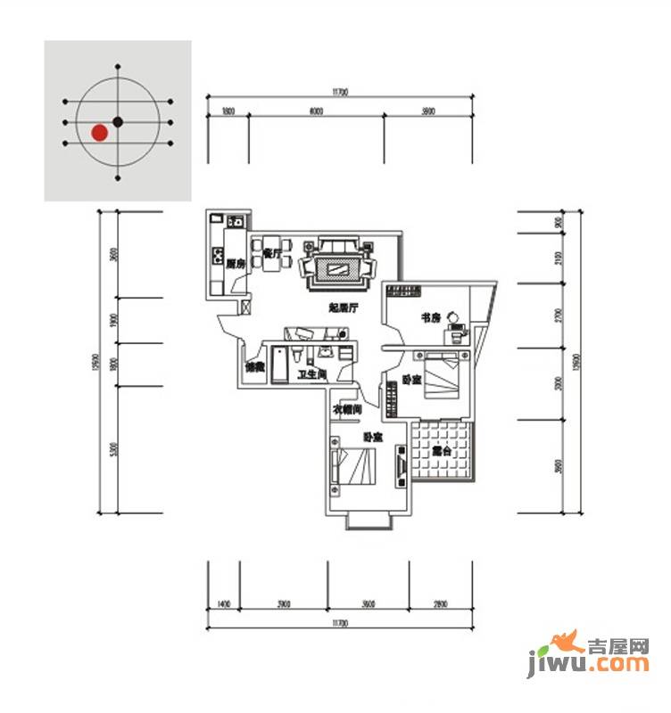 新界（长安）3室2厅1卫107.8㎡户型图