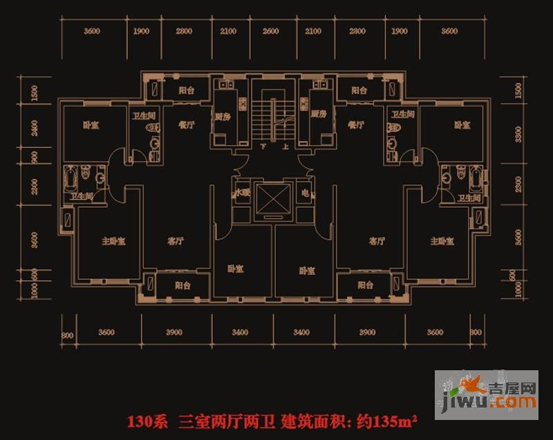 保亿风景御园3室2厅2卫135㎡户型图