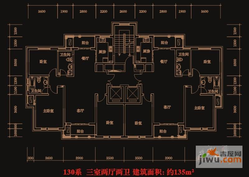 保亿风景御园3室2厅2卫135㎡户型图