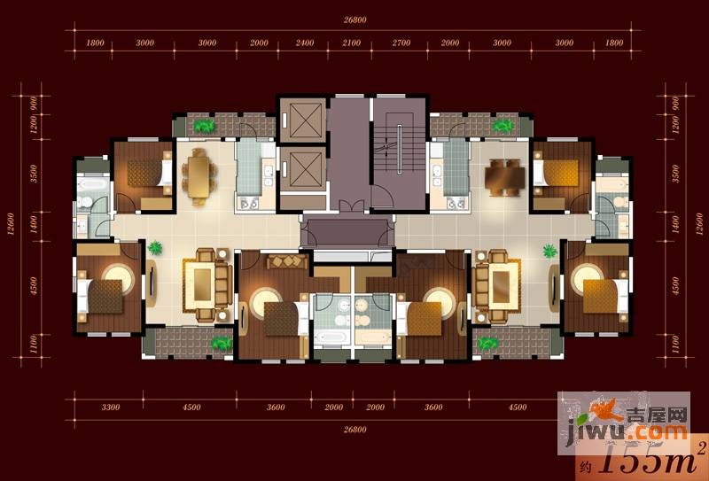 保亿风景御园3室2厅2卫135㎡户型图