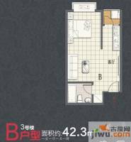 江林新城1室1厅1卫42.3㎡户型图