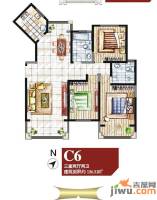 新一代北城国际3室2厅2卫136.3㎡户型图