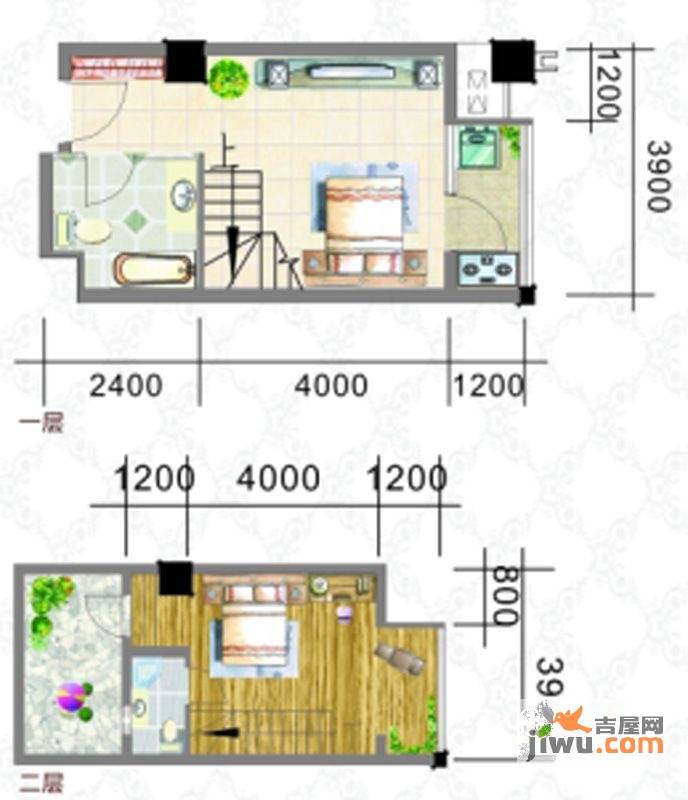 曲江澜山2室0厅1卫66.8㎡户型图