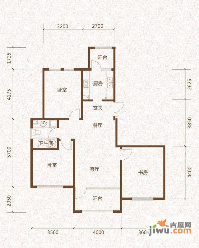 群力玫瑰湾3室2厅1卫133.5㎡户型图