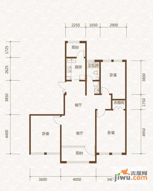 群力玫瑰湾3室2厅1卫133.5㎡户型图