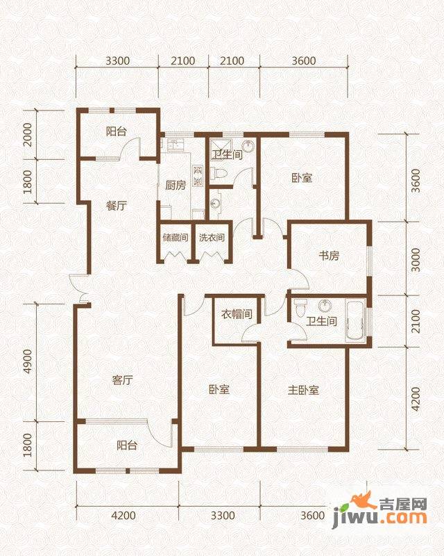 群力玫瑰湾4室2厅2卫120.6㎡户型图