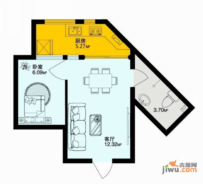 深蓝杰座6室1厅1卫27.6㎡户型图