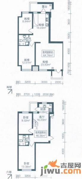 北岸启程普通住宅86.3㎡户型图