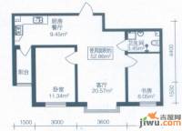 北岸启程2室1厅1卫52.9㎡户型图