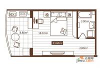 嵩山国际1室0厅1卫33.6㎡户型图