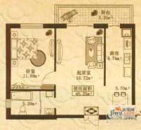 紫金宫庭1室2厅1卫46.3㎡户型图