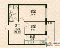 福宏名城2室1厅1卫42.9㎡户型图