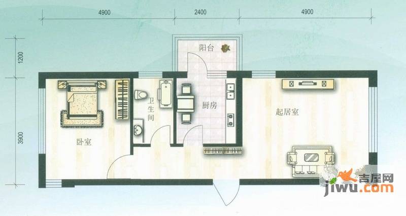 水木兰亭2室0厅1卫70.7㎡户型图