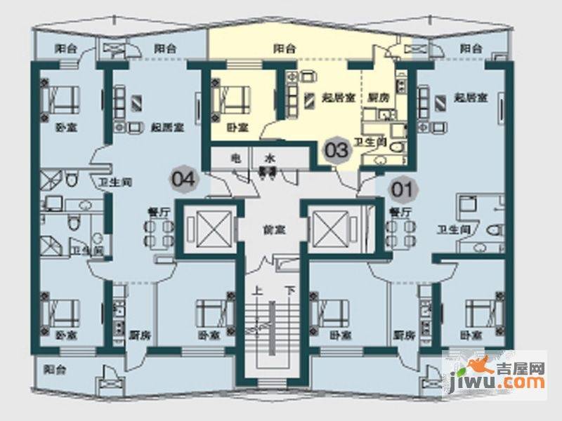 方远·滨江国际2室1厅1卫113.7㎡户型图