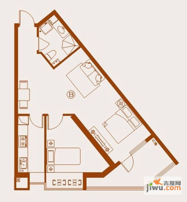 正弘蓝堡湾二期世豪小公馆2室2厅1卫90㎡户型图