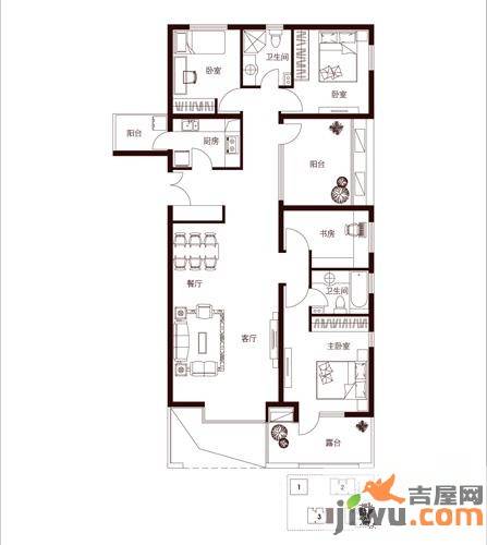 建业密码国际4室2厅2卫151㎡户型图