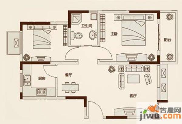 鑫苑景园2室2厅1卫78.1㎡户型图