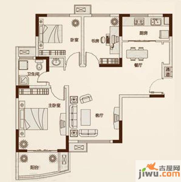 鑫苑景园3室2厅1卫86.5㎡户型图