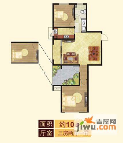 正商东方港湾3室2厅1卫104㎡户型图