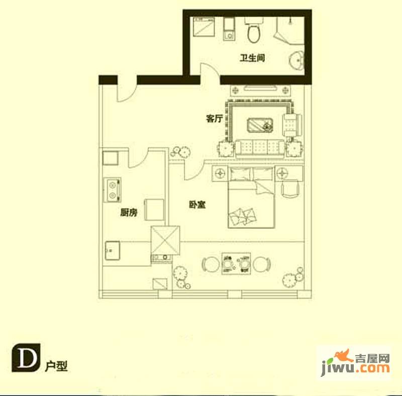 首座国际广场1室1厅1卫50㎡户型图