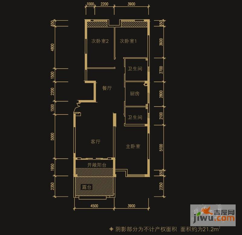 圣菲城四期银堤漫步3室2厅3卫161.8㎡户型图