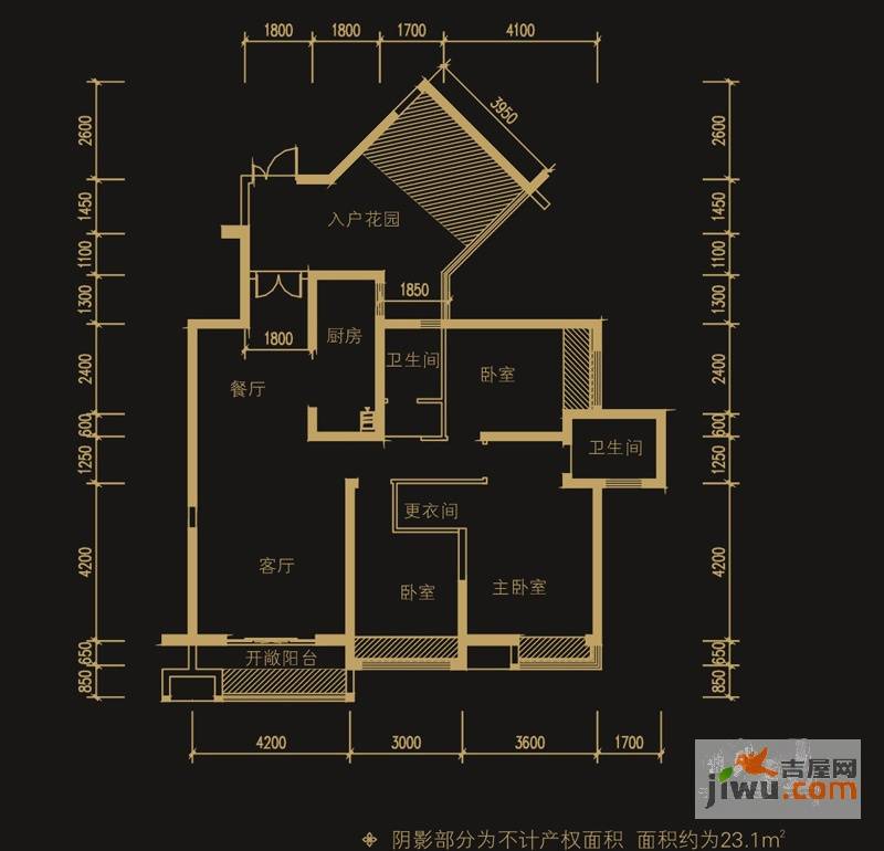 圣菲城四期银堤漫步3室2厅2卫138.6㎡户型图