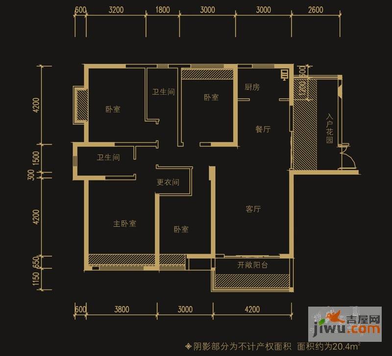 圣菲城四期银堤漫步4室2厅2卫150.8㎡户型图