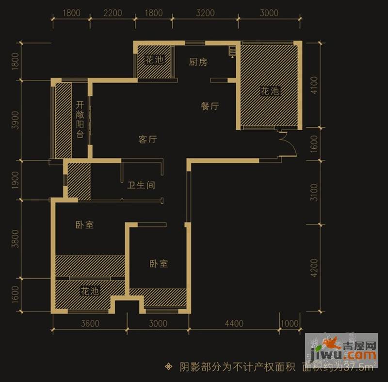 圣菲城四期银堤漫步2室2厅1卫89.9㎡户型图