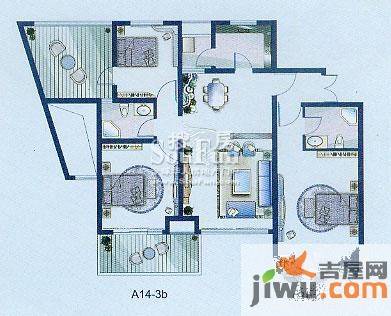 威尼斯水城三期3室2厅2卫122.8㎡户型图