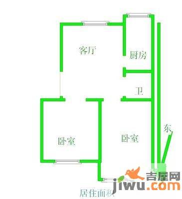 晖达新领地2室1厅1卫90㎡户型图