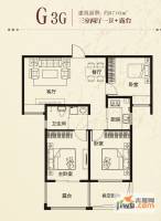 橡树玫瑰城3室2厅1卫87㎡户型图