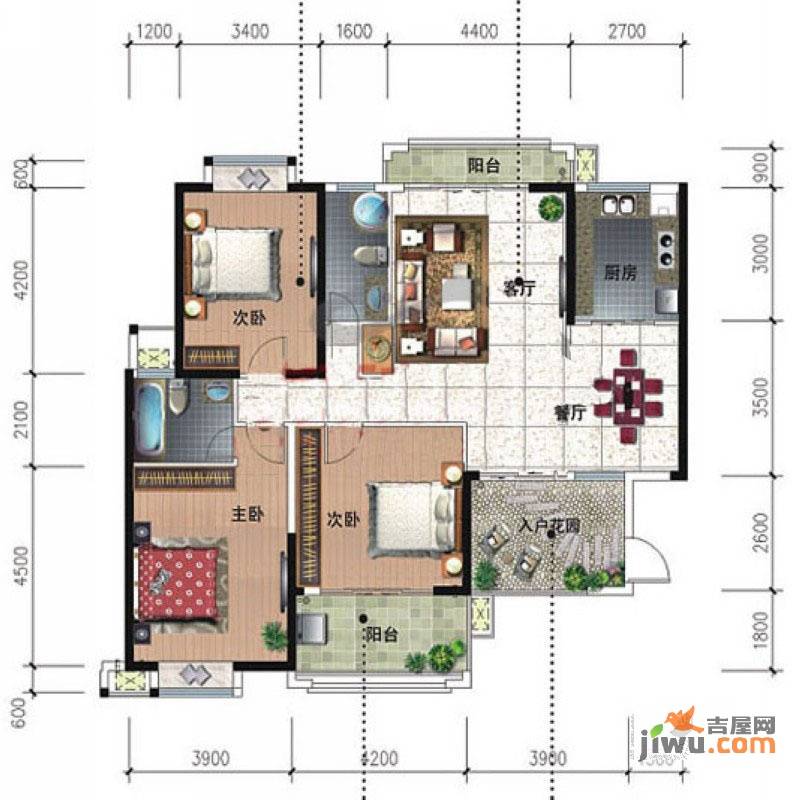 格林威治3室2厅2卫146.6㎡户型图