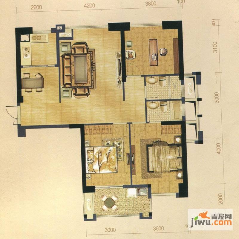 中庚帝国大苑3室2厅2卫110㎡户型图