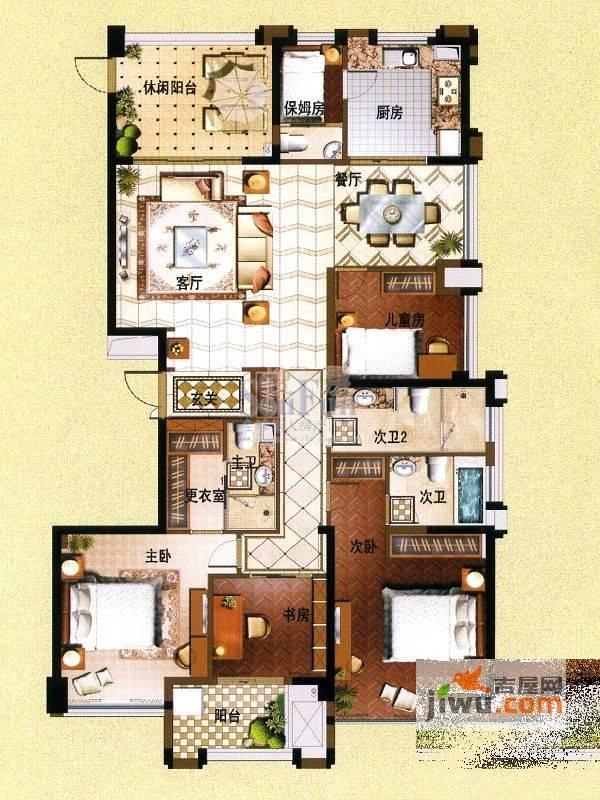 融侨国际公馆5室2厅3卫162㎡户型图