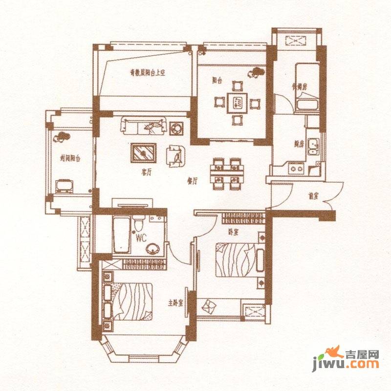 正荣润城2室2厅1卫93㎡户型图