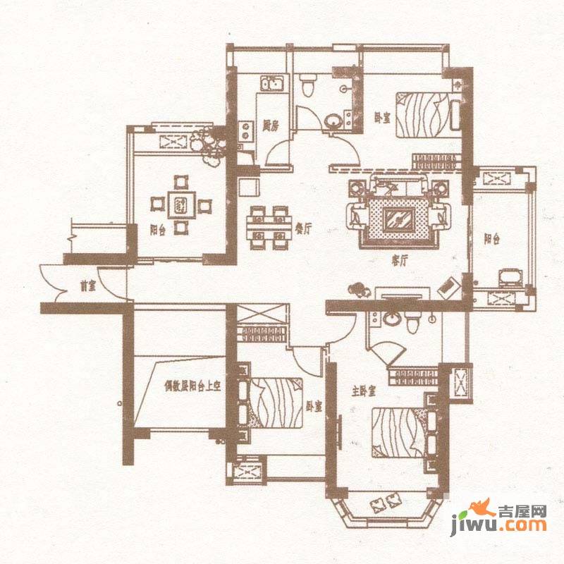 正荣润城3室2厅2卫120㎡户型图