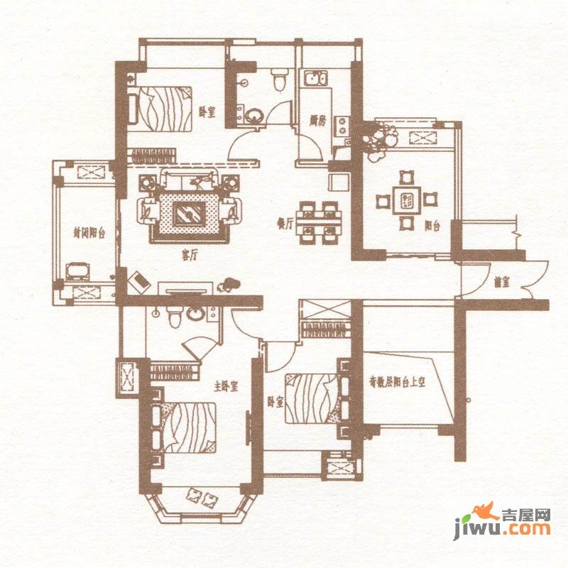 正荣润城3室2厅2卫120㎡户型图