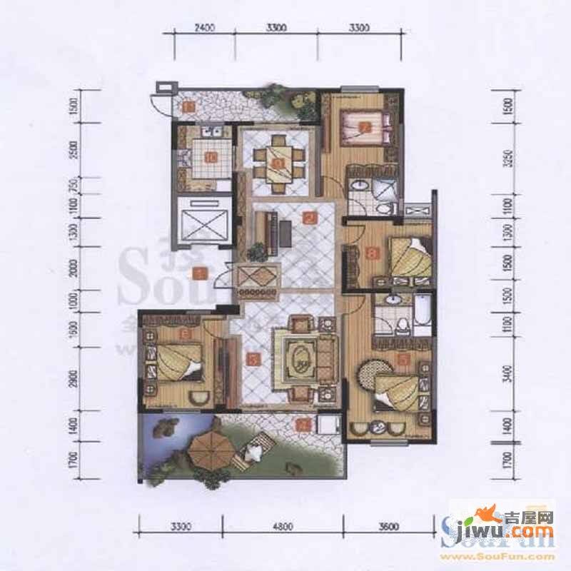 西提湾4室3厅2卫178.9㎡户型图