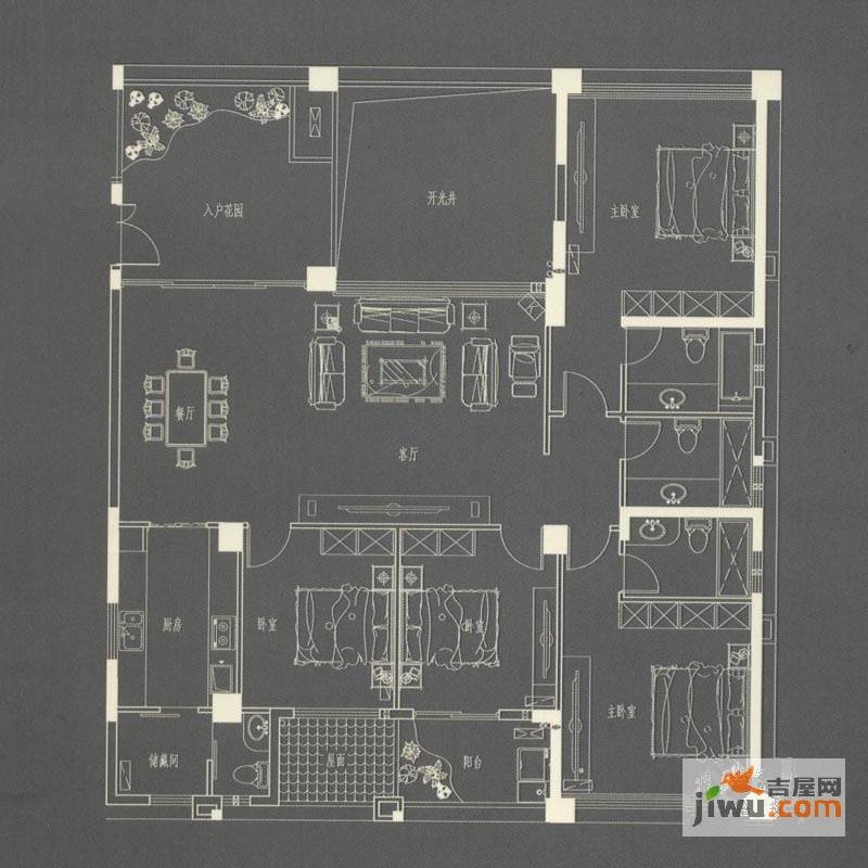 世欧上江城4室2厅4卫193㎡户型图