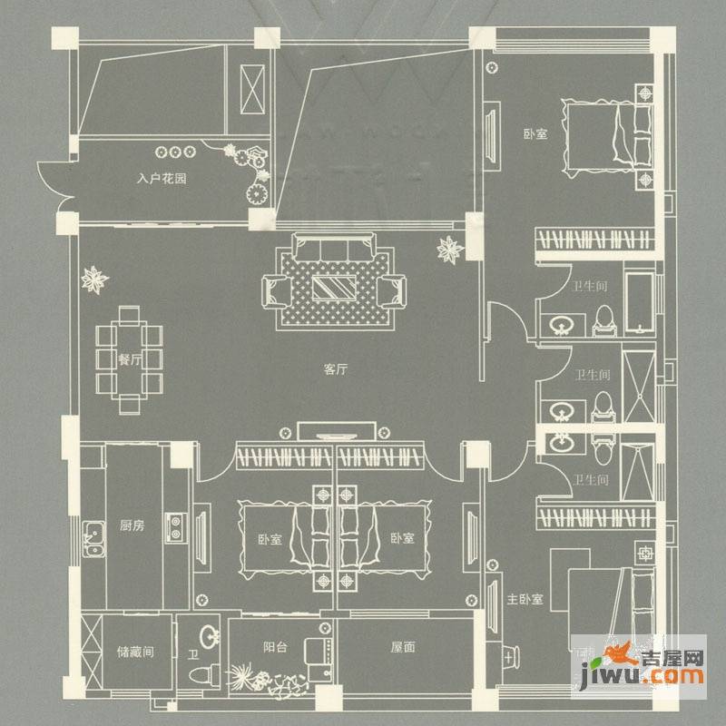 世欧上江城4室2厅2卫187㎡户型图