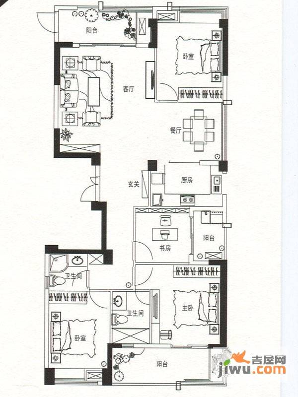 世欧上江城4室2厅1卫户型图