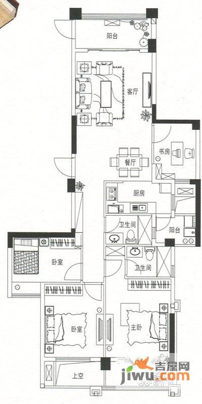 世欧上江城3室1厅1卫户型图