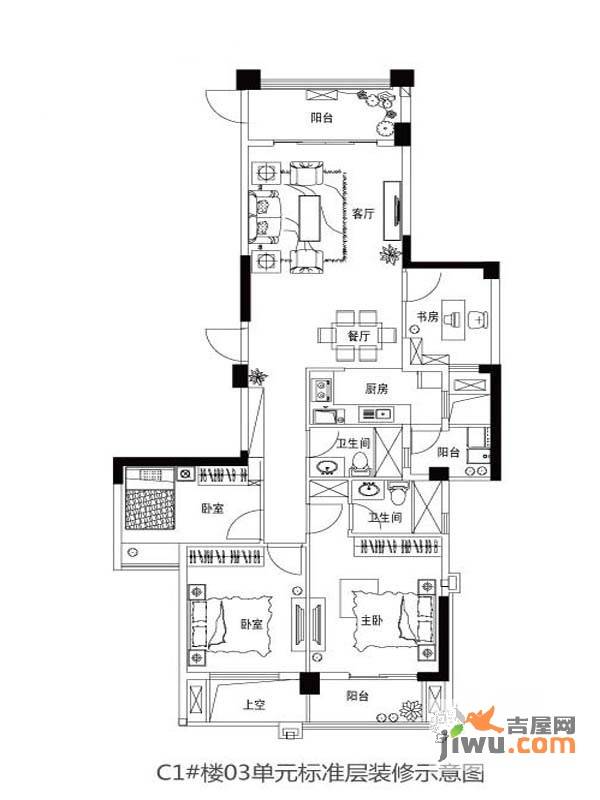 世欧上江城4室2厅2卫135㎡户型图