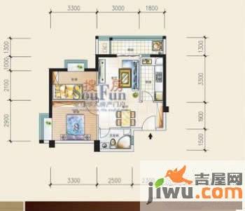 福晟钱隆金山2室2厅1卫61.3㎡户型图