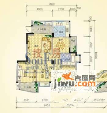 福晟钱隆金山3室2厅1卫90㎡户型图