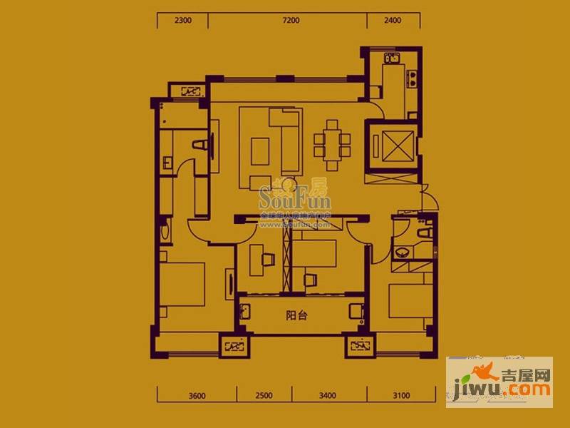 皇庭丹郡4室2厅2卫151㎡户型图