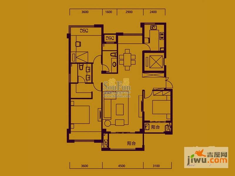 皇庭丹郡3室2厅2卫139㎡户型图